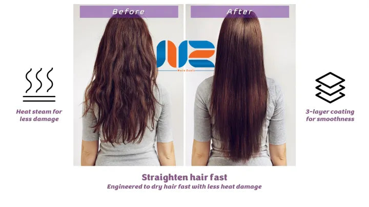 Professional Hot Air Brush Hair Straightner Brush Straightening Hair Dryer comb and Volumizer with Comb Straightener Curler, Salon Negative Ion Ceramic