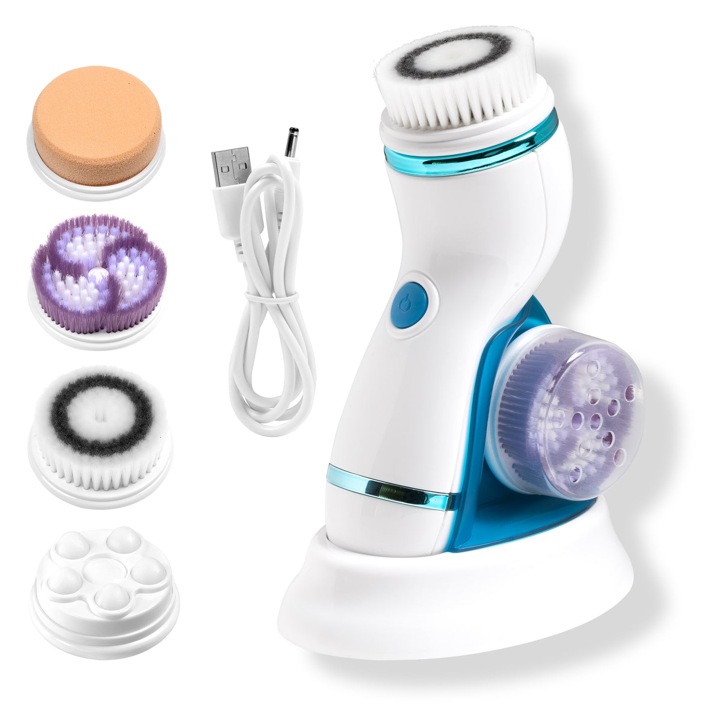 Facial Cleansing Brush, Scheam 4 in 1 Rechargeable Waterproof Face Brush Portable