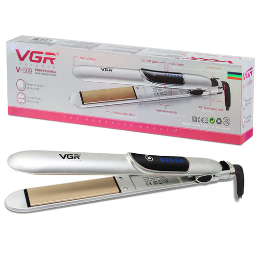 VGR V-509 Professional Hair Straightener With Ceramic Plates Adjustable Temperature For Wome- Silver