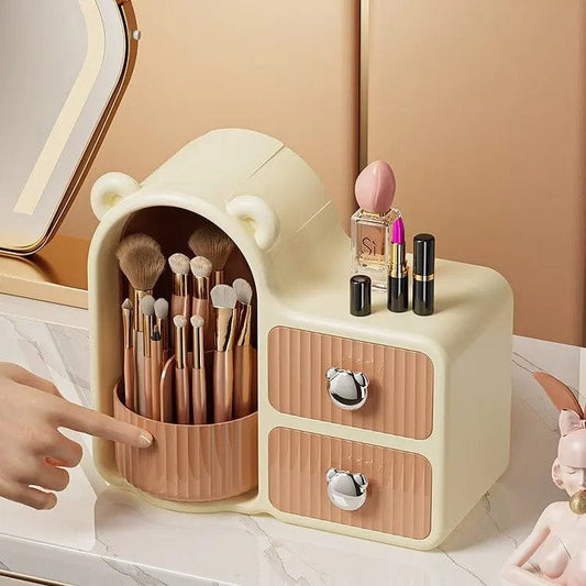 Makeup Organizer With Rotating Holder Drawer Wall Mount Cosmetic Storage Box