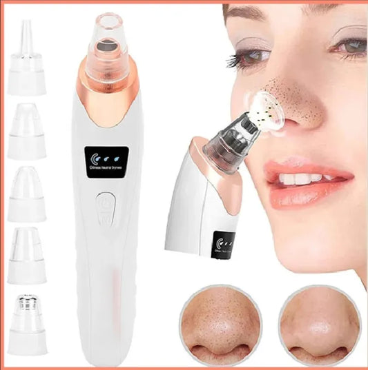6 in 1 Electric Blackhead Acne Oil Remover Vacuum Suction Face Pore Cleaner, Black Head Remover