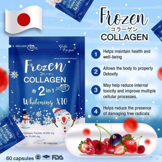 Frozen Collagen 2 in 1 glutathione Whitening 60 Capsules (Thailand) expire 2027